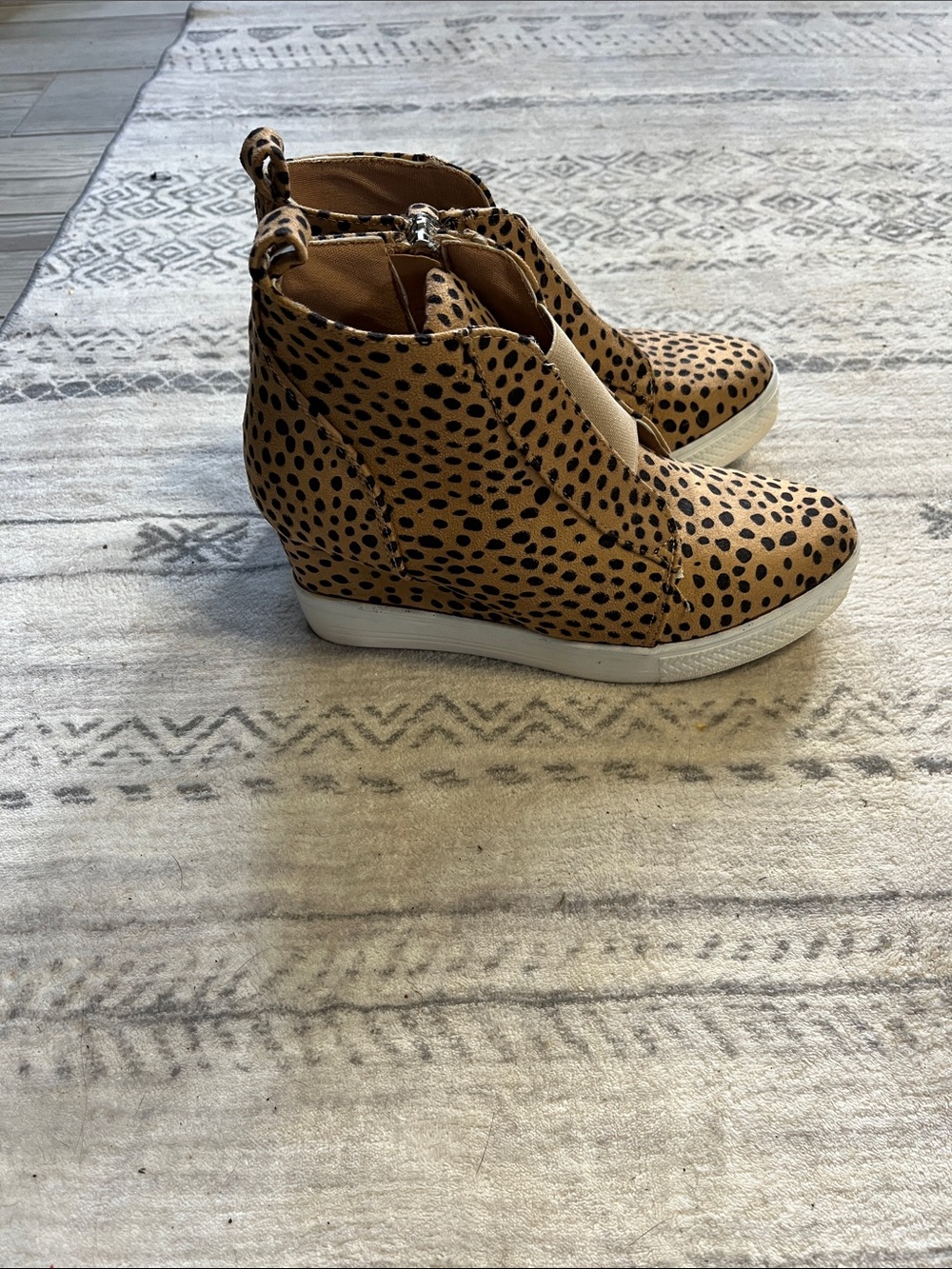 CCOCCI Leopard Print Wedge Sneaker Booties - Tan & Black